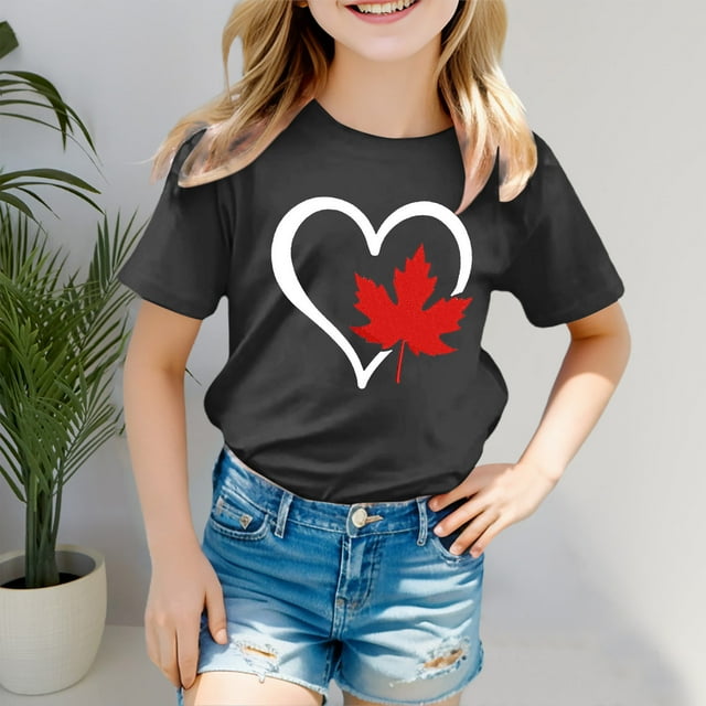 Hauts et T-Shirts pour Filles, T-Shirt Basique à Manches Courtes Col Rond pour Filles – Haut d'Été Coupe Décontractée Léger pour Usage Quotidien