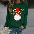 thumbnail image 2 of WEAIXIMIUNG Chandails Molletonnés Surdimensionnés pour Femmes Grande Taille Mode Automne/hiver pour Femmes Chandail d'Extérieur Col Rond Imprimé de Noël Chandail en Tricot Grossier Chandail à Capuchon, 2 of 5