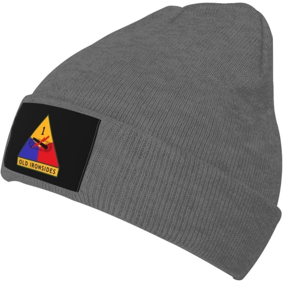 United States Army 1st Armored Division CSIB Knit Hat Beanie Cap Winter Warm Hats for Women Men Skull Cap