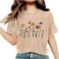 thumbnail image 5 of Giftesty Blouses for Women Dressy Casual Women Mother's Day Gift Mom Flower Print Short Sleeve Round Neck T-shirt Pattern Top, 5 of 7