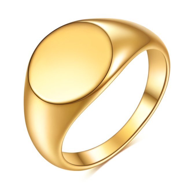 Anillo liso de acero inoxidable con diseño sencillo de 12 mm de acero de titanio y oro de 18 quilates para amantes del Joker con logotipo láser