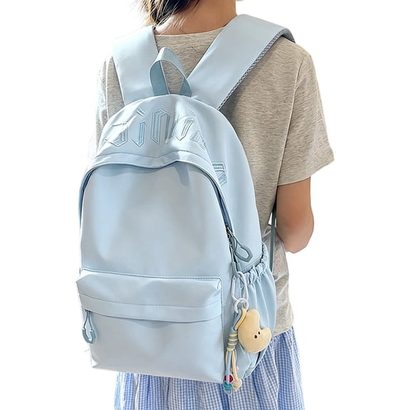 Classic Basic Solid Backpack School Bookbag Lightweight Casual Travel Daypack College Backpack 2026 Back to School(Blue,30X14X47CM)