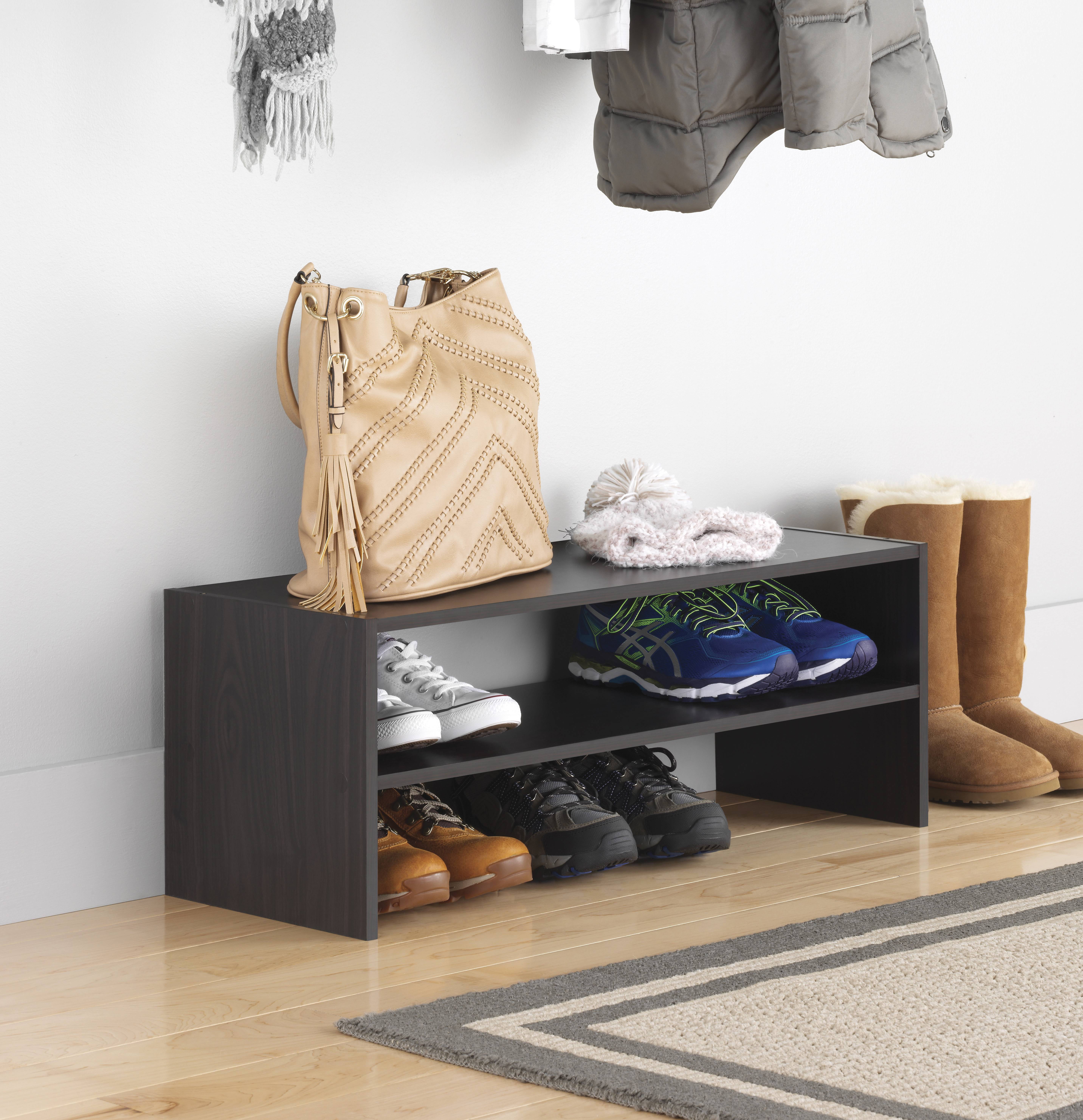 Whitmor Stackable 31" Extra Wide 2 Tiers, 9-Pair of Shoes Closet Storage Organizer, Espresso