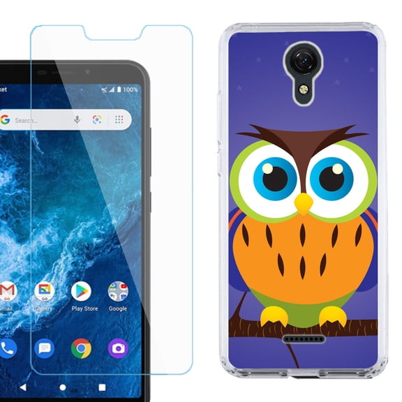 Slim-Fit Protective Phone Case compatible with Cricket Icon 2, with Tempered Glass Screen Protector, by OneToughShield ® - Night Owl