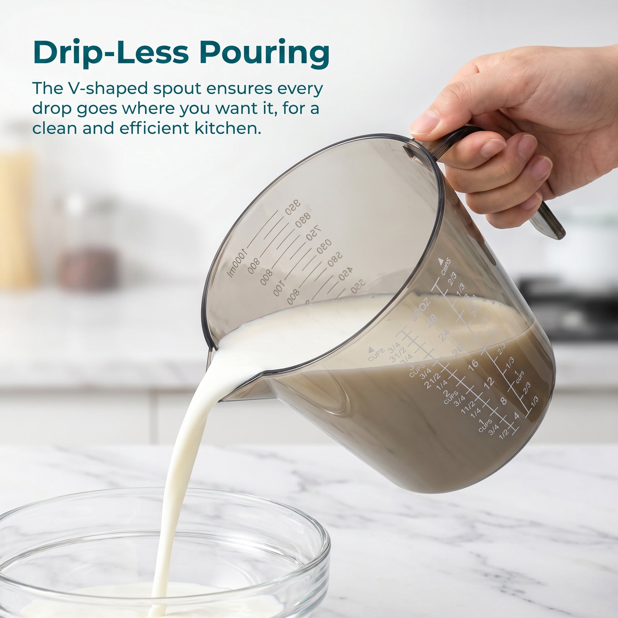Unique Bargains PS Material Measuring Cup with Clear Marks for Measurement Gray 1000ml