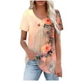 thumbnail image 2 of Ruimatai Women's V-Neck Short Sleeve T-Shirt Loose Fit Casual Printed Top Soft Comfortable Breathable Summer Tee, 2 of 4
