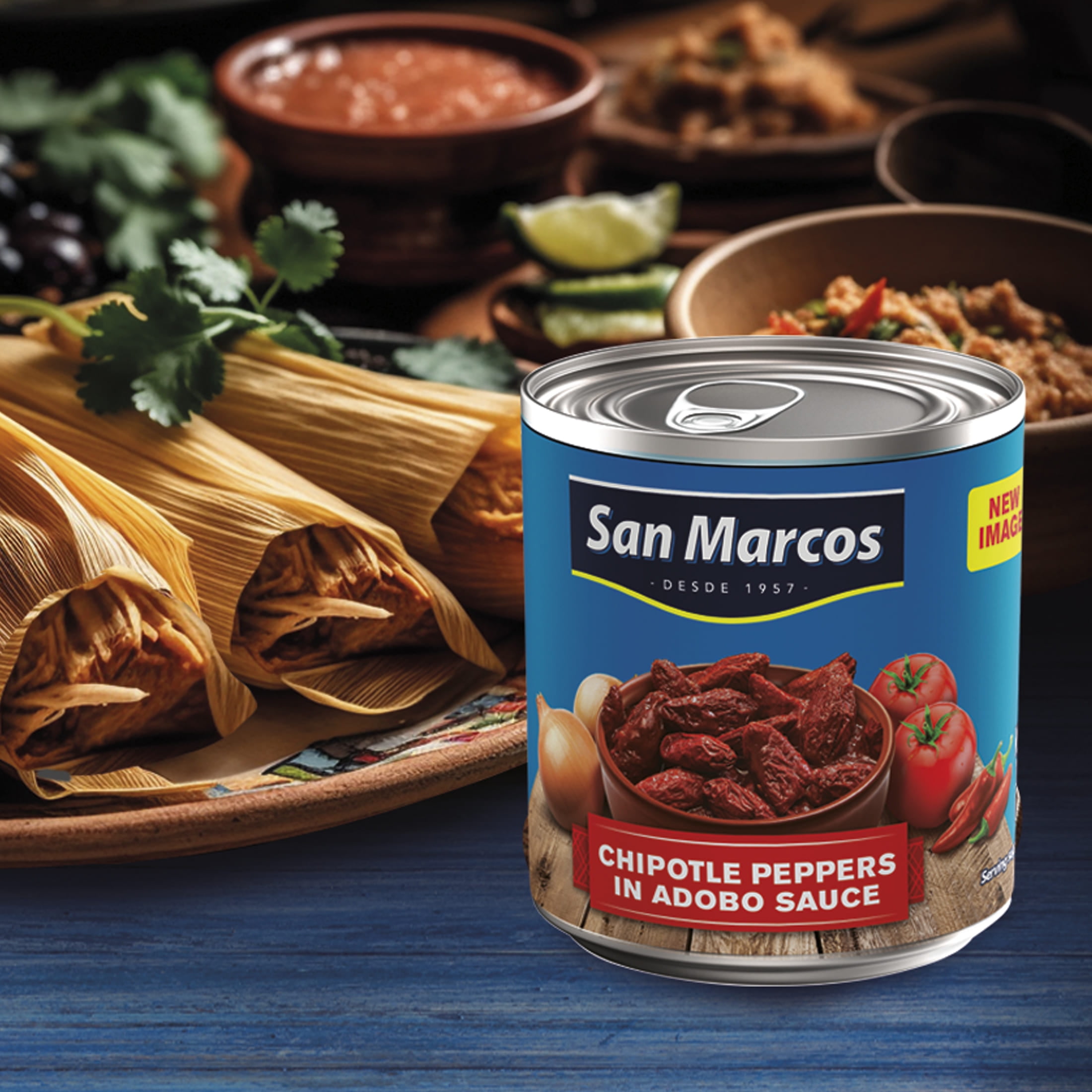 (4 pack) San Marcos Shelf Stable Chipotle Peppers in Adobo Sauce, 11 oz