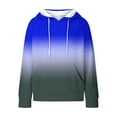thumbnail image 4 of QQAMB Sweatshirts for Women Waffle Color Block Drawstring Long Sleeve Hoodies Sweatshirts with Pocket Blue S, 4 of 5