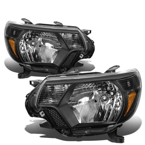 DNA Motoring For 12-15 Toyota Tacoma OE Style Black Amber Corner Headlight Lamps Pair Replacement