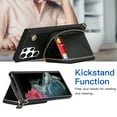 thumbnail image 2 of Crossbody Wallet Case for Samsung S23 Ultra, RFID Blocking PU Leather Zipper Handbag Purse Flip Cover, Kickstand Case with Card Slots Holder Wrist Strap Lanyard for Samsung Galaxy S23 Ultra, Black, 2 of 12
