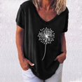 thumbnail image 2 of Tops for Women Casual Summer Short Sleeve Henley V Neck Loose T Shirts Dressy Fashion Print Comfy Basic Tee Blouses, 2 of 5