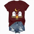 thumbnail image 5 of TOWED22 Halloween T Shirt Women Crew Neck Short Sleeve Cute Bow Ghost Graphic T Shirts - Spooky Print Loose Top Funny Fashion Clothes(Wine,XXL), 5 of 8