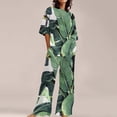 thumbnail image 2 of Women's Pajama Sets Short Sleeve Sleepwear Loungewear Summer Outfits For 2 Cotton Linen Set Oversized T Shirts Straight Leg Pant Tracksuit Plus Size Womens Clothing, 2 of 5