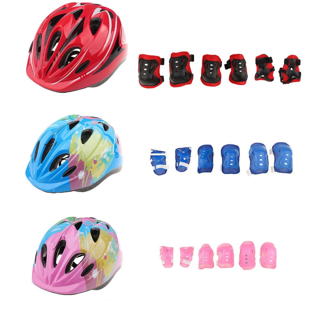 6 7Pcs Elbow Wrist Knee Pads and Helmet For Kids Skate Cycling Bike Safety US 