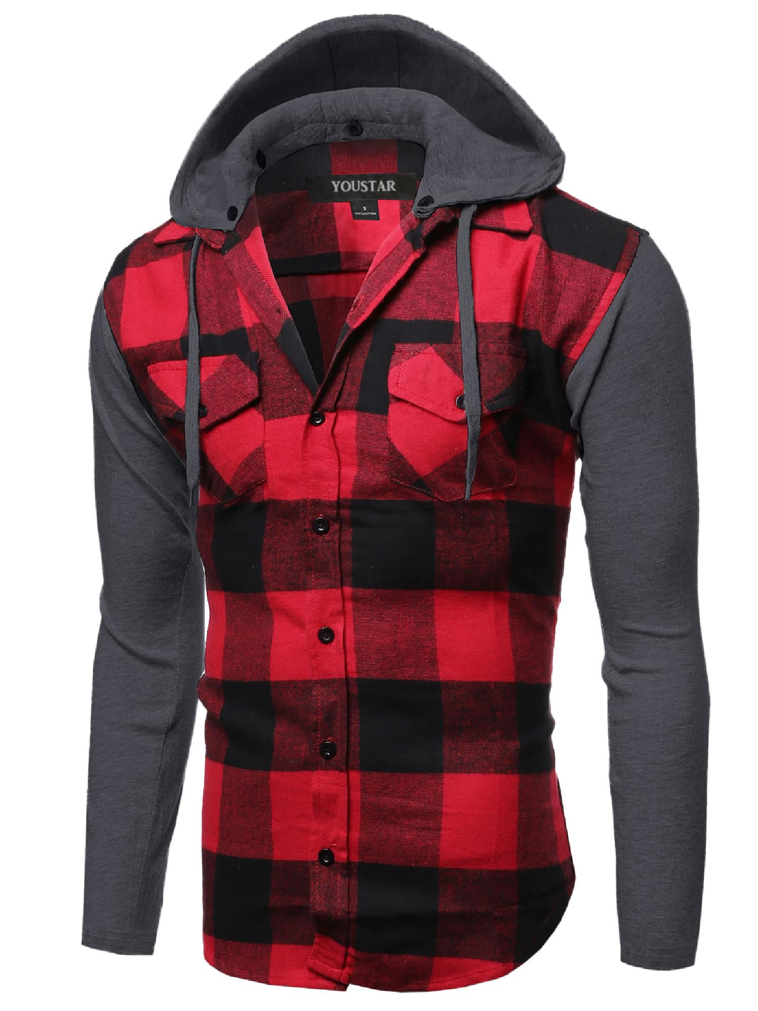Plaid Checkered Detachable Hoodie Color 