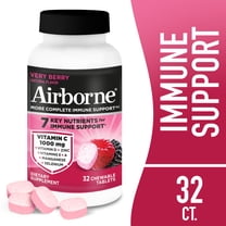 Airborne 1000mg Vitamin C Immune Support Chewable Tablets, Multivitamin Supplement, Very Berry Flavor, 32 ct