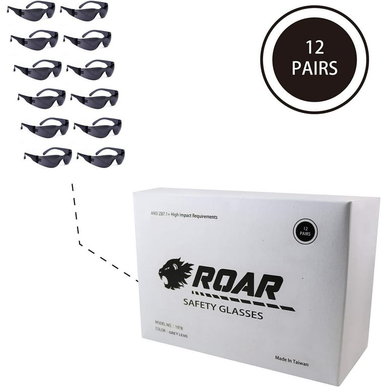 roar smoke safety glasses 12 pairs per box eyewear protective