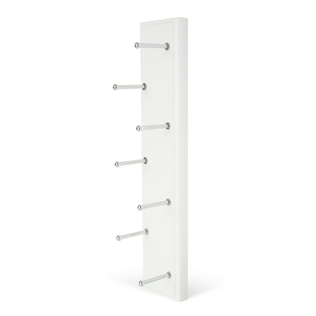 Easy Track RA1202 14 Inch Easily Accessible 7 Hook Sliding Belt Rack, White