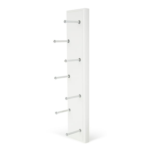 Easy Track RA1202 14 Inch Easily Accessible 7 Hook Sliding Belt Rack, White