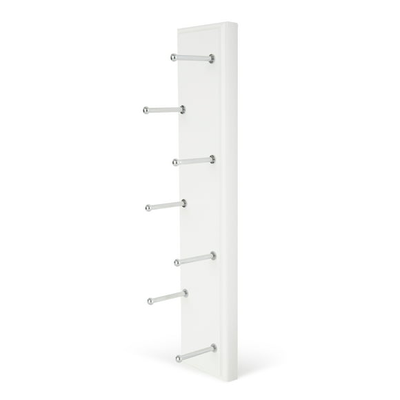 Easy Track RA1202 14 Inch Easily Accessible 7 Hook Sliding Belt Rack, White