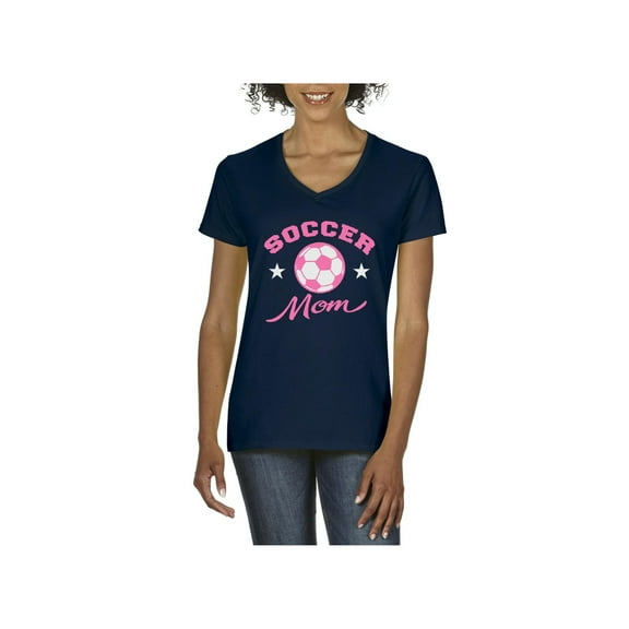 Women's T-Shirt V-Neck Short Sleeve - Soccer Mom
