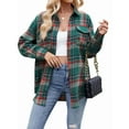 thumbnail image 2 of Womens Classic Button Down Plaid Flannel Shirts Long Sleeve Oversized Casual Business Blouse Tops, 2 of 9