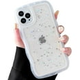 thumbnail image 2 of for iPhone 13 Pro Max Case 6.7 inch Curly Wave Edge Design Transparent Bling Glitter Star Shiny Case Cute Clear Transparent Full Protection Soft TPU Shockproof Phone Cover for Women Girls,Clear, 2 of 13