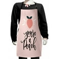 thumbnail image 1 of Fruit Kids Apron, You're a Peach Typography and Leaves Healthy Food in Pastel Tones, Boys Girls Apron Bib with Adjustable Ties for Cooking Baking Painting, Coral Pale Eggshell, by Ambesonne, 1 of 2