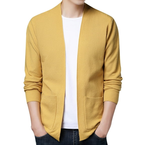 heyac Men's Cardigan Men's Autumn Fashion Casual Solid Color Thin Pocket Sweater Jacket Jacket Tops Cardigan
