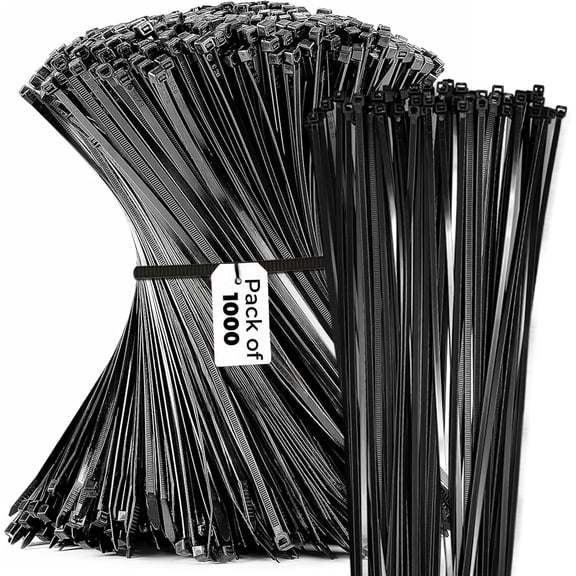8 Inch Zip Cable Ties (1000 Pieces) with 40 lb Tensile Strength, Black Cable Ties, Self-Locking Premium Nylon Cable Wire Ties for indoor and outdoor