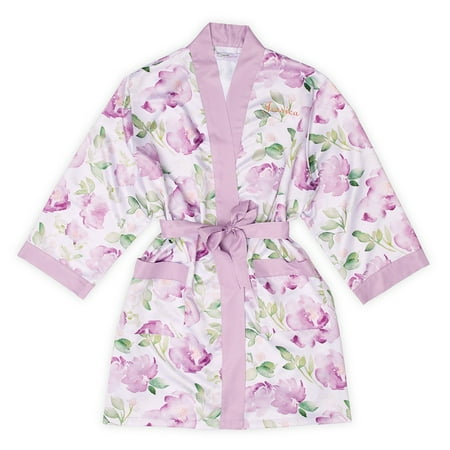 

Weddingstar Lavender Watercolor Floral Silky Kimono Lavender Robe Small-4XL