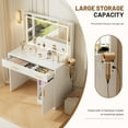thumbnail image 3 of ZUNMOS Vanity Desk with Mirror and Lights, Makeup Vanity Table with Hair Dryer & Power Outlet, 2-Drawer Dressing Table for Bedroom,White, 3 of 8
