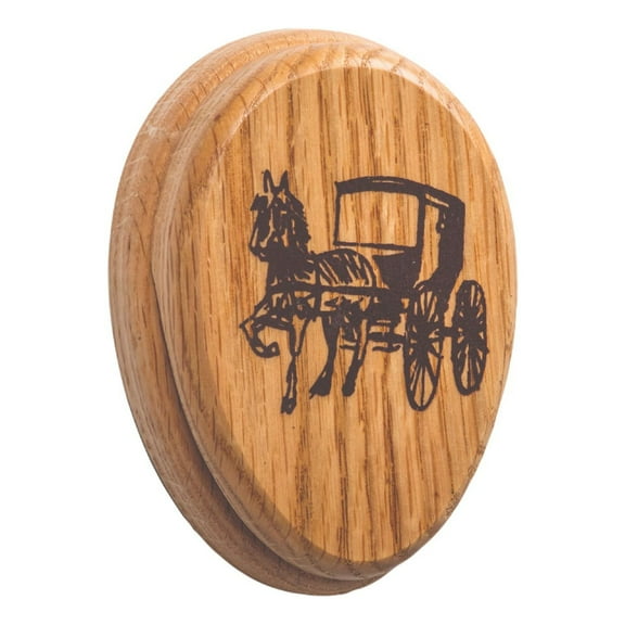 Oak Wood Towel Holder - Decorative Wooden Towel Hook for Kitchen or Bath, Amish Farmhouse Tradition, Buggy Design
