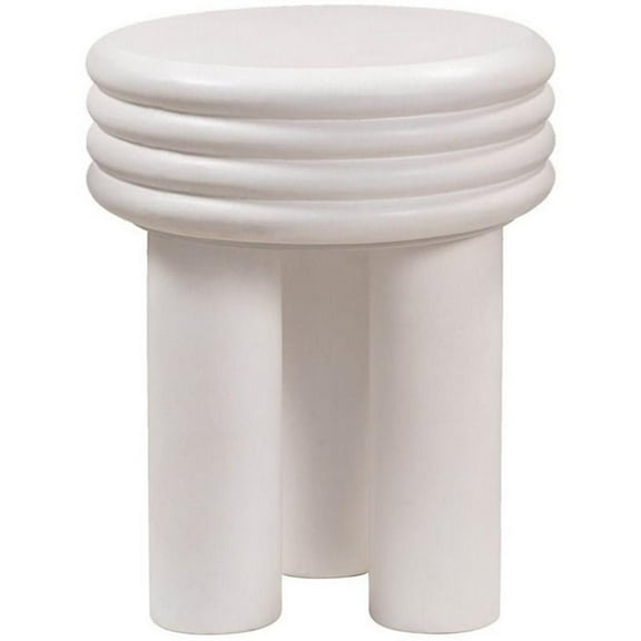 Pemberly Row 17"H Transitional Concrete Stone Side Table in Ivory