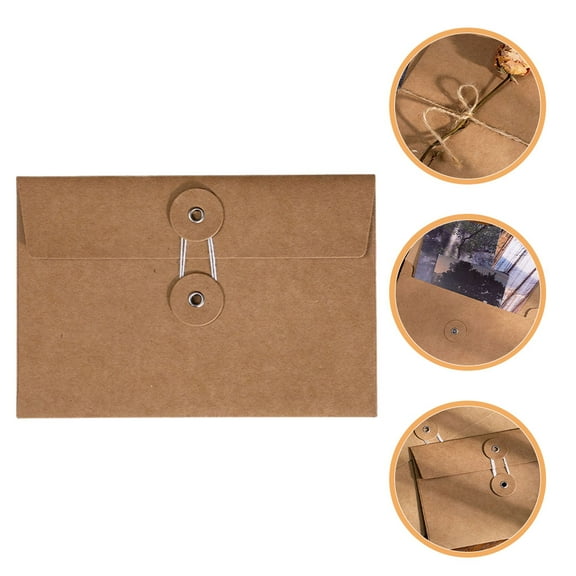 Hytrove 20Pcs Brown Paper Envelopes with String Closure for Office Organization and Travel