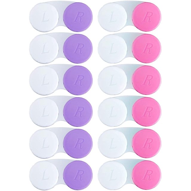 Estuche para lentes de contacto 12PCS oso de fresa Blanco Púrpura * 6 + Blanco Rosa * 6