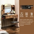 thumbnail image 4 of TC-HOMENY Makeup Vanity Table Set with Power Station, Dressing Table w/ Mirror & 2 Drawers, Vanity Desk for Bedroom, dressing room, Wooden, 4 of 10