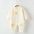 thumbnail image 2 of Baby Girl Onesies Long Sleeve Footless Pjs Romper Cute Little Embroidery Pattern Bodysuits Baby Clothes Girl Beige 6 Months-9 Months, 2 of 3