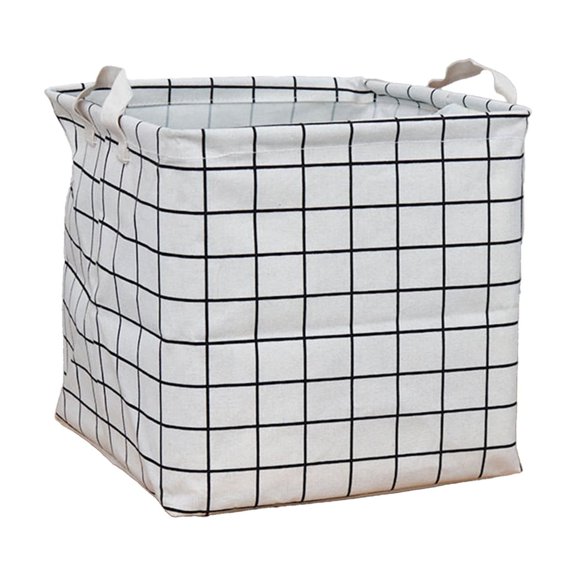 Storage Basket,Gift Shelf Basket,Laundry Baskets Canvas Laundry Dirty Clothes Basket ,with Drawstring Cover and Handles,12.6*12.6*12.6 inch Cotton Hamper for Dirty Clothes Storage, Home Sorting,White