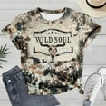 thumbnail image 2 of Lkhaha Women's T-Shirts Basic Tops Letter Print Casual Loose Short Sleeve Round Neck Lightweight Outfits Clothes 2026 Khaki L, 2 of 3