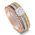 thumbnail image 3 of 2 Carat Round cut Tri Color White, Rose and Yellow Gold Trio Wedding Ring Set, 3 of 3