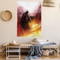 thumbnail image 2 of Fantasy World Tapestry, Superhero in His Original Costume Flying Up Magic Flame Save the World Theme, Wall Hanging for Bedroom Living Room Dorm Decor, 40W X 60L Inches, Yellow Red, by Ambesonne, 2 of 5