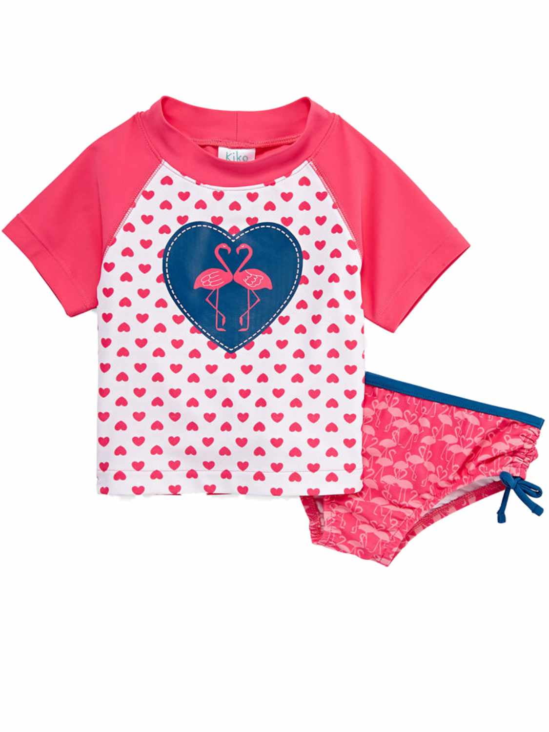 KIKO & MAX Girls Swimsuit Set with Short Sleeve Rashguard Swim Shirt