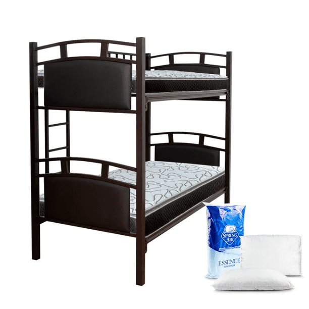Litera Ind-Ind Luxemburgo + 2 Colchones Starlight Individual + Almohadas Peach Feel