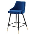 thumbnail image 3 of Counter Stool Chair, Set of 2, Velvet, Blue Navy, Modern Contemporary Urban Design, Bar Pub Cafe Bistro Hotel Restaurant Hospitality, 3 of 9
