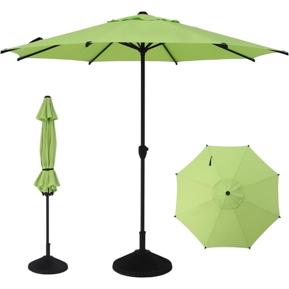 Abba Patio 9ft Outdoor Patio Umbrella w/ Push Button Tilt and Crank, 8 Ribs, Lime
