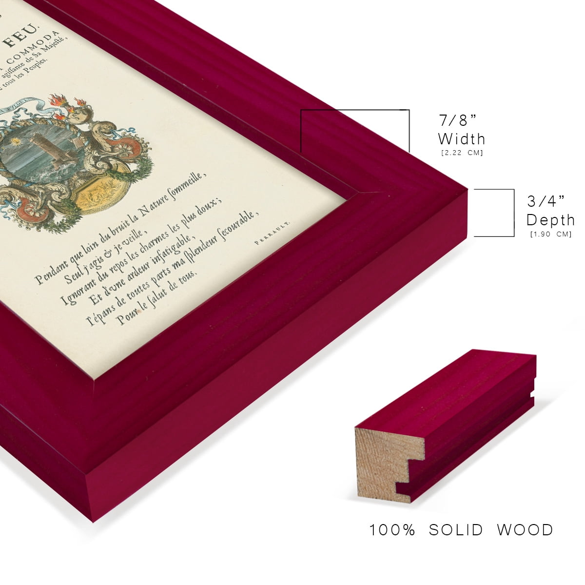 Printed Embellished Bookplate VIII - Framed Print w/glass - Cherry Red