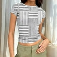 thumbnail image 2 of XUNKUSGA Tops for Women Casual Crew Neck Ribbed Women's T-Shirts Classic Soild Color Short Sleeve Slim Fit Womens Blouses Soft Stretchy Base Layer Women Gray, 2 of 6