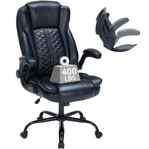 Silla de oficina HESL de 180 kg con reposabrazos abatibles y piel sintética transpirable