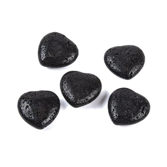 5pcs Natural Lava Rock Healing Stones Heart Love Stones Pocket Palm Stones for Reiki Ealancing 30x30x11.5~12.5mm